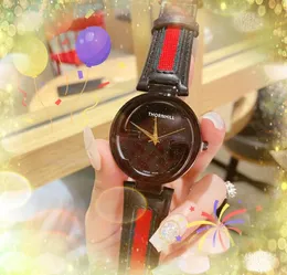 ファッションスモールビーGシェイプクォーツウォッチカジュアルローズゴールドブラックケース有名な時計本革ベルトメスウルトラシンレディリストウォッチ