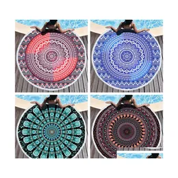 Handduk mandala strand 150 cm rund filt tyg tryckt bordsduk bohemisk tapestry yogamat ers droppleverans hem trädgård t homefavor dhmu9