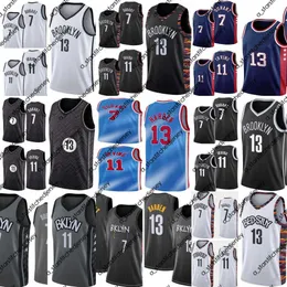 Basketbol Formaları 2021 Kevin 7 Durant Basketbol Forması Mens Kyrie 13 Harden City 11 Irving Mavi Beyaz Siyah hepsi dikişli