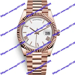 Högkvalitetsherrklocka 2813 Automatisk mekanisk klocka 228235 40mml Vit Rom Dial Luxury 18K Rose Gold Wristwatch Weekly Display 228238 Sapphire Glass Watches