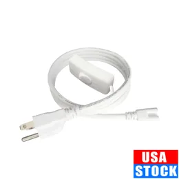 US Plug Switch Cable For T5 LED Tube T8 Power Charging Wire Connection Wire ON/OFF Connector Home Decor 1FT 2FT 3.3FT 4FT 5FT 6FT 6.6 FT 100Pcs Usastar