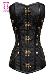 빈티지 브로케이드 검은 고딕 고딕 코르셋 소극적 인 여성을위한 korsett 플러스 사이즈 코르셋 및 가슴 펑크 의류 3xl corselet7376017