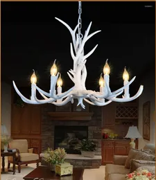 Pendantlampor 6 huvuden American Harts Chandeliers Lighting Europe Country Style Retro Antler Taklampa Fixtur E14