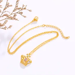 Wholesale Women's Necklace Fashion Luxury Delicate Crown Sweater Chain Minority Design Colorful Artificial Gem Necklace