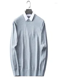 MEN039S Sweaters Men039s Erkekler Sahte Twopiece Pullover Gömlek Yaka Sweater Büyük boyutlu örgü üst gri siyah sahte örgü knitte6327729