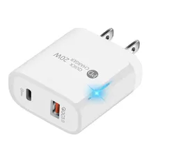 20W PD USB Wall Charger UE US Plug CE Adapter Podróg dla iPhone'a 14 13 12 Samsung S20 Szybkie ładowarki Izesovrb9720787