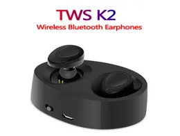 TWS K2 True Wireless Bluetooth Earphones Stereo Headset Dual Twins Earpieces Bass Mic Double Earbuds Headphones USB Charger Box5931136
