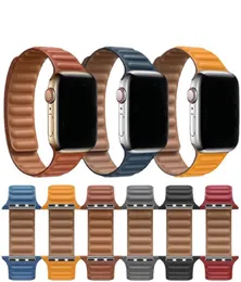 Echte echte lederen band voor Apple Watch IWatch Series 3 5 4 SE 6 7 Band 44mm 40mm 41 mm 45 mm 42 mm 38 mm magnetische lus Bracelet9765280