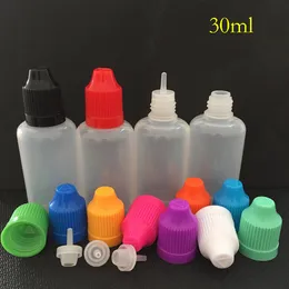 100 upps￤ttningar 30 ml plastdropparflaskor barns￤kra kepsar tips LDPE f￶r e ￥ngcig v￤tska 30 ml