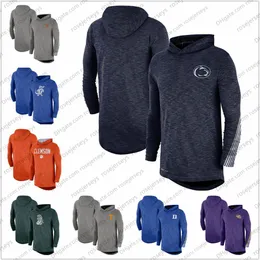 Heren Texas Longhorns Penn State Nittany Lions 2019 Sideline Lange Mouw Hooded Performance Top Heather Gray Navy Blue Size S2016
