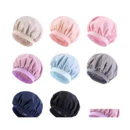 Beanie/Skull Caps Solid Color Waterproof Elastic Bath Hat For Women Girl Head Er Bonnet Hair Care Fashion Accessories Headwear Drop Dhyvi