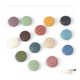 Arts And Crafts Loose 20Mm Colorf Flat Round Lava Stone Bead Diy Essential Oil Diffuser Necklace Earrings Jewelry Making Sports2010 Dhyyd