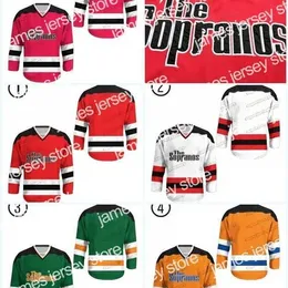 Hokej na studiach nosi ekskluzywne towary Nik1 The Sopranos Hockey Jerseys 100% zszyty czerwony biały zielony zielony żółty s-3xl szybka wysyłka