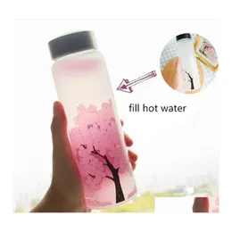 Vattenflaskor 1000 ml kawaii Färg Byt Sakura Bottle Söt med skyddsväska för tjejstudentmodesport Dricker Drop Deliv OTP26