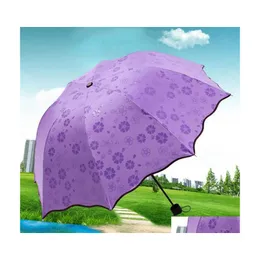 Regenschirme 200pcs/Los 3 -falted staubdichtes Antiuv -Regenschirm Sonnenschutz Magie Blume Dome Sunsn tragbarer Pab11445 Drop Lieferung Hausgarten OTTDP
