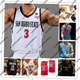 كرة السلة الكلية المخصصة سان دييغو ستيت الأزتيك SDSU Jerseys مات برادلي تري بوليام ناثان مينسا كيث دينويدي جونيور Aguek Arop Joshu