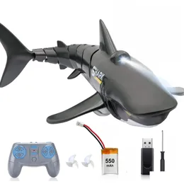 전기/RC 동물 RC 원격 제어 동물 장난감 수영장 욕실 보트 배달 선물 전기 DH6FU를위한 높은 시뮬레이션 상어.