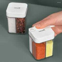 Opslagflessen Kruidendoos Vierverdeeld transparante plastic kookflespot Handdruk Handhuiskeukenbenodigdheden