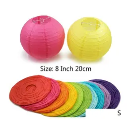 Other Festive Party Supplies 1Pc 8Inch 20Cm Mticolor Chinese Round Paper Lanterns Ball For Wedding Hanging Birthday Decor Babyshow Dhp1O