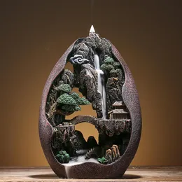BackFlow Incense Burner High Mountain Flowing Water Ornamentos criativos de s￢ndalo Agarwood Large Tea Cerim￴nia Home Aromathe260J