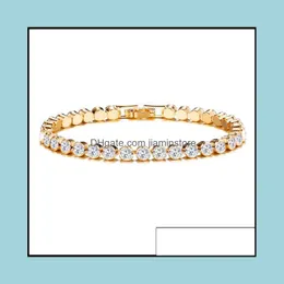 Braccialetti zirconici cubici da tennis ghiacciato bracciale per matrimoni in cristallo per donne uomini oro sier color gocce consegna gioielli otwiv otwiv