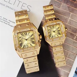 40 mm da 33 mm coppie uomini donne orologio diamantato oro d'oro in oro rosa cinghia romano numero shinning data data quarzo orologio238n
