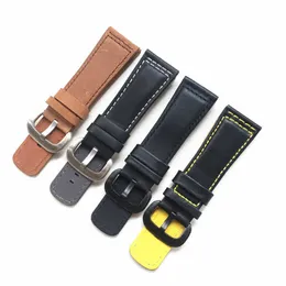 Assistir bandas 28mm 24mm de couro macio marrom marrom preto com pontos amarelos brancos faixa de pulseira faixa cinta para sete bracelete de sexta -feira T221213