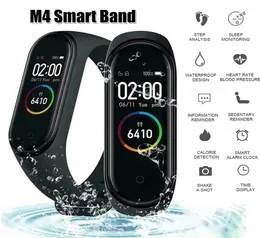 M4 Fitness Tracker Smart Watch Sport Restensione cardiaca Monitoraggio della pressione arteriosa Bracciatore Waterproof Smart Band per iOS Android Phon4123016