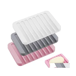 Tv￥lr￤tter Nonslip Sile Holder Flexible Soaps Dish Plate Holders Tray Soapbox Container Lagring Badrum K￶kstillbeh￶r WH0030 DH8XB