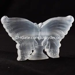 Natural Selenite Standing Butterfly Animal Skull Reiki Gift Tranquility Blessings Love and Light Satin Spar Carved Statue Healing Stone Quartz Crystal Sculpture