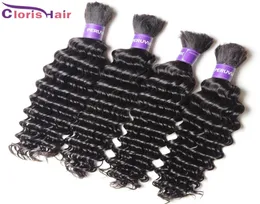 Top Wave Deep Sleming Human Hair Bulk for Micro Braid Nenhuma trama barato n￣o processado Profundo Curly peruan Treal feixes em granel 3p3389569
