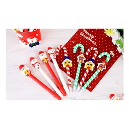 Ballpoint Pens Cute Christmas Snowman Ceramic Ball Pen Crutches Cartoon Santa Claus Office School Stationery Drop Delivery Business Dhvor