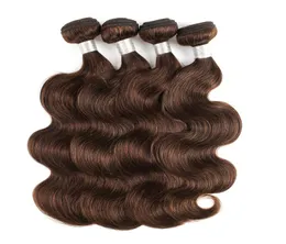 Farbe 4 dunkelbrauner brasilianischer K￶rperwelle 4 B￼ndel Qualit￤t Remy Human Hair Extension unverarbeitetes jungfr￤uliches brasilianisches Haar K￶rperwelle3629405
