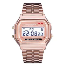 2019 Retro Retro Vintage Gold Watche Men Electronic Digital Watch LED Light Sukienka na rękę Relogio Masculino Fymhm102223o