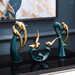 Dekorativa figurer moderna abstrakt kärlek fågelstaty djur skulptur vardagsrum hem dekoration tillbehör kontor keramiska hantverk
