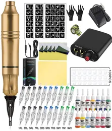Tattoo Guns Kits Complete Machine Pen Power Supply Rotary Gun With 20pcs Cartridges Needles Permanent Makeup For ArtisTattoo GunsT9058945