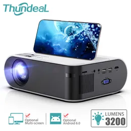 プロジェクターThundeal Mini Projector TD60 Portable Home Cinema for Full HD 1080p Multiscreenビデオ3DビーマーWifi LED映画ゲームプロジェクターT221216