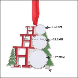 Weihnachtsdekorationen Sublimation Blank Metall Wärmeübertragung Weihnachtsmann Anhänger DIY Baum Ornament Beschreibbare Geschenke 918 Drop Lieferung H Otgya
