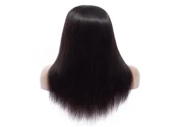 Brasilianska m￤nskliga h￥r peruker Virgin Straight Hair Middle Part 4x4 Spets Front Wig With Bangs For Black Women 180 Density Glueless Nat1650383