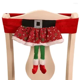 كرسي أغطية غلاف عيد الميلاد فرقة سانتا كلوز قزم ديكورات ديكور علق الظهر للمطبخ