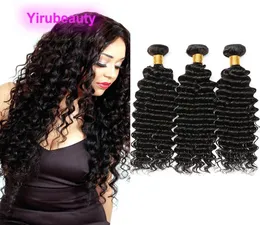 Peruvian Human Virgin Hair 10pieceslot Deep Wave Curly Hair Extensions 10 bundle Doppio trame a doppio colore naturale 1B3952955