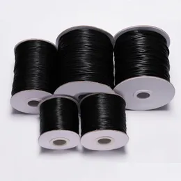 Fio de cordão 10m/lote Dia 0,5 mm2mm preto algodão encerado rosca de corda de cordão