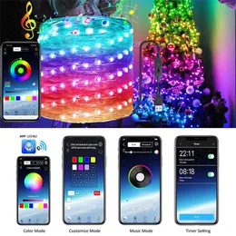 20M 200 LED Strips Bluetooth Smart Fairy Lights App Controlled USB Powered Music Beat Sync RGB Christmas Tree Twinkle Lights