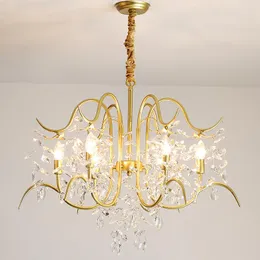 Pendant Lamps American Living Room Dining Bedroom Personality Creative Chandelier Country House Club Branch Light Luxury Crystal Lamp