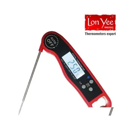 Thermometer Lebensmittelthermometer Wasserdicht Digital Küche Fleisch Wasser Milch Kochen Klappsonde BBQ Backen Elektronischer Ofen Kalibrierung Dhyvg