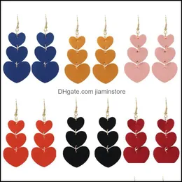 Charm Deaign Heart Shape Pu Leather Dangle örhängen för kvinnor Flicka Lätt uttalande Colorf Long Tassel Earring Jewelry Gift Dro Otchw