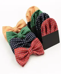 50set Men Men thue la￧o Conjunto de papel Classic Pocket Square Square gravata borboleta e len￧o de len￧o