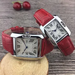 Einfache Modeliebhaber Uhren klassische Top-Marke Frauen Männer Uhr quadratisches Lederarmband Damenarmbanduhr Herrenarmbanduhren Roségold193B