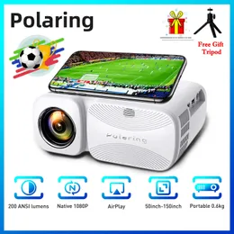 أجهزة العرض Polaring A1 Native Real 1080p 4K Mini Projector Projetor 2.4 5G HD 4000 Lumens Home Cinema Proyector Camping Projectors T221216