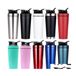 Other Drinkware 750Ml Shake Cup Stainless Steel Doublelayer Protein Powder Shaking Mug Sports Outdoor Car Water Ocean Drop Delivery Dhgzp